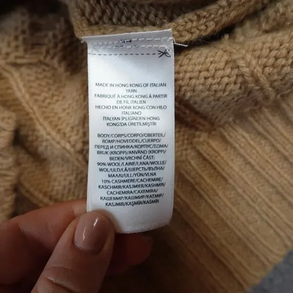 Ralph Lauren Sweater Womens Medium Cable Knit Fisherman Crew Neck Cashmere Wool - Picture 3 of 9